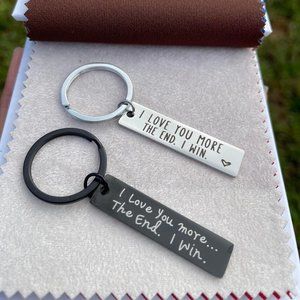 FLAPI 2 pcs Stainless Steel I love you more The End I win keychains
